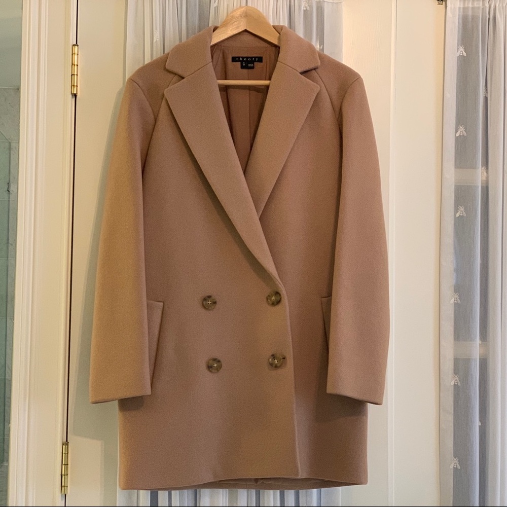 Theory Café Nest Double-Breasted Coat Camel XSML